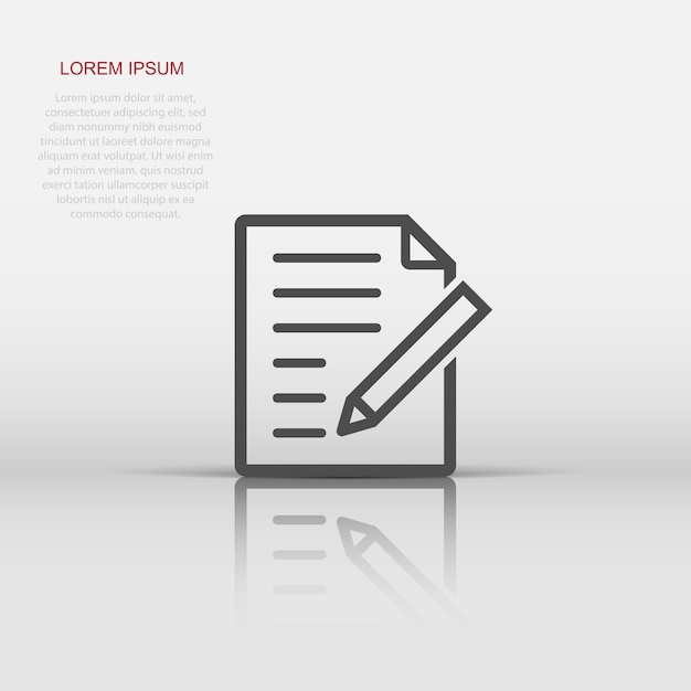 Icono de nota de documento en estilo plano Ilustración vectorial de hoja de papel en fondo blanco aislado Concepto de negocio de documentos de bloc de notas
