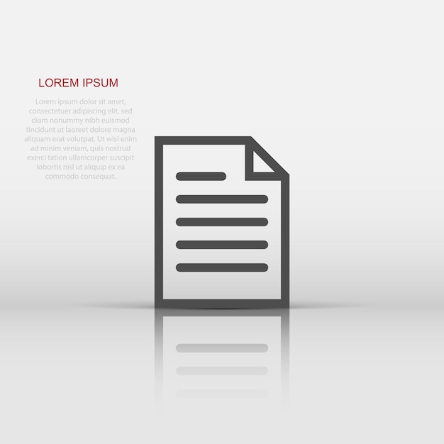 Icono de nota de documento en estilo plano Ilustración vectorial de hoja de papel en fondo blanco aislado Concepto de negocio de documentos de bloc de notas
