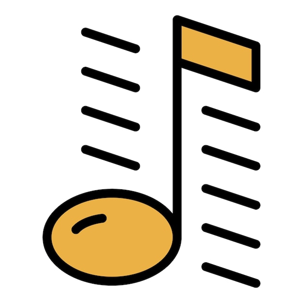 Icono de nota musical Contorno de nota musical Vector de icono de color plano aislado