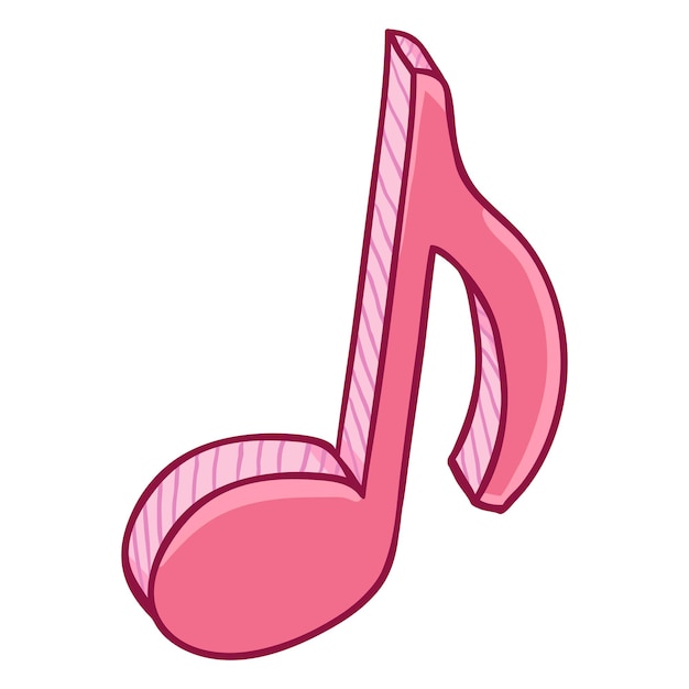 Icono de nota musical rosa de dibujos animados solo vector