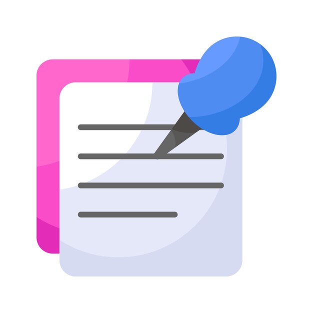 El icono de las notas de alfiler con un alfiler o una fijación simboliza recordatorios, notas y memos importantes