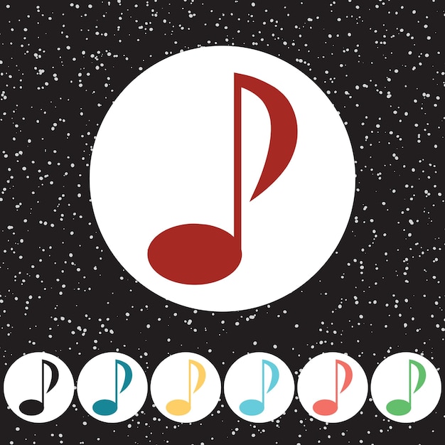 Vector icono de notas de color de música aislado en el blanco para la aplicación