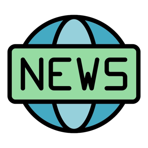 Icono de noticias globales Contorno de noticias globales Icono vectorial de color plano aislado