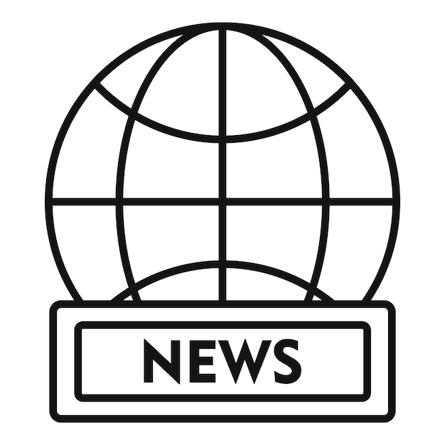 Icono de noticias globales de TV Esquema icono de vector de noticias globales de TV para diseño web aislado sobre fondo blanco
