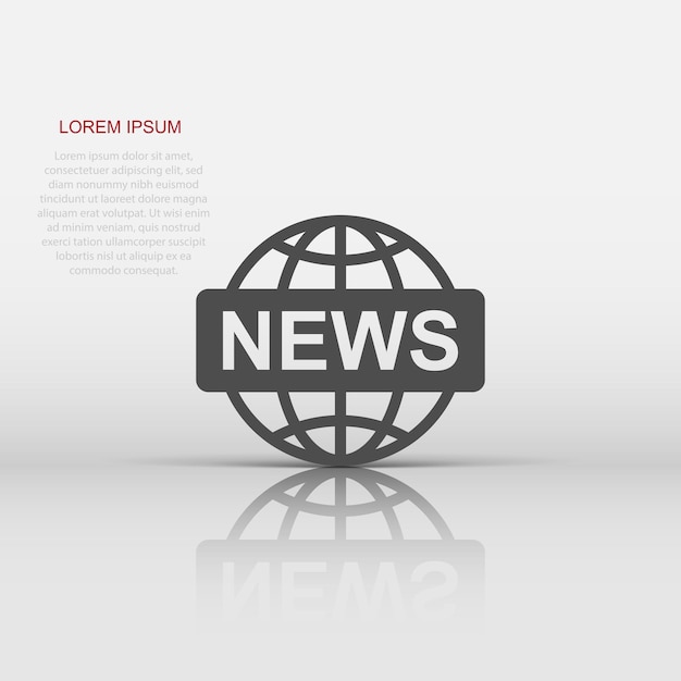 Icono de noticias de globo vectorial en estilo plano Pictograma de ilustración de signo de noticias del mundo Concepto de negocio de boletín