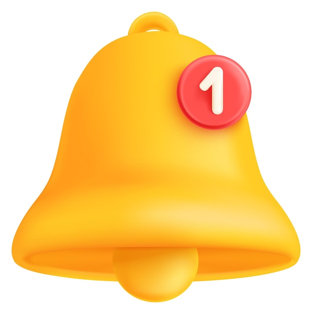 Icono de notificación 3d Símbolo de campana de anillo amarillo