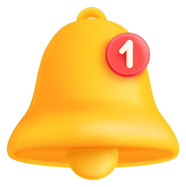 Vector icono de notificación 3d símbolo de campana de anillo amarillo