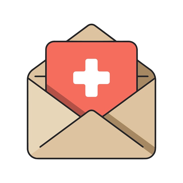 Ícono de notificación médica en sobre Alerta de atención médica Ilustración vectorial de correo electrónico