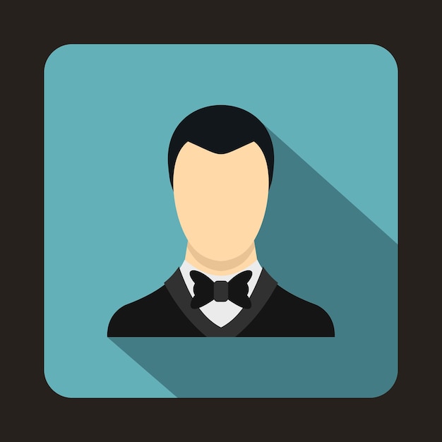 Icono de novio en estilo plano en una ilustración de vector de fondo azul bebé