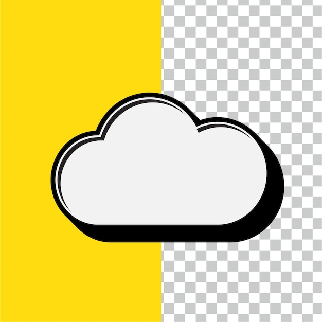 Icono de nube blanca de estilo retro con fondo amarillo editable