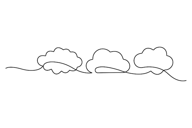Icono de nube continua de una línea Ilustración vectorial