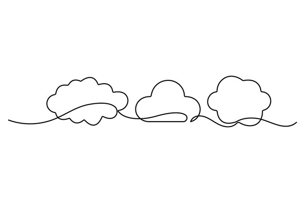 Icono de nube continua de una línea Ilustración vectorial