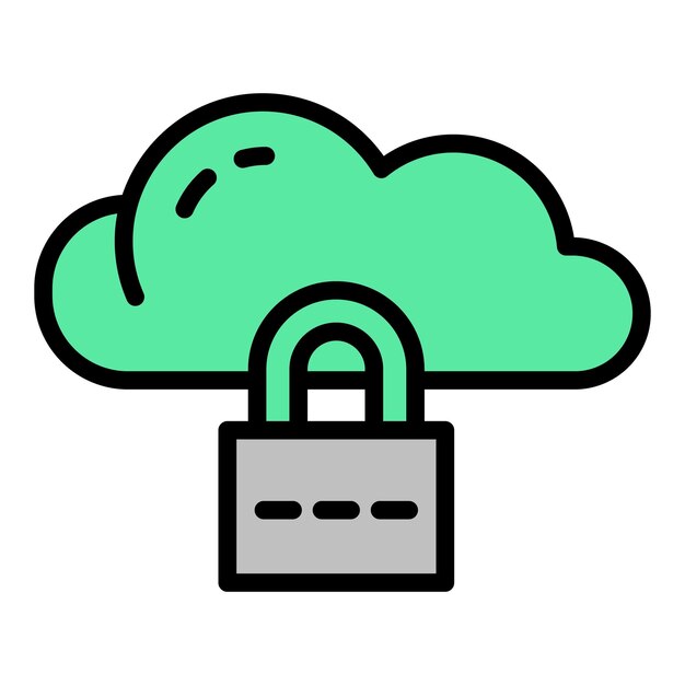 Vector icono de nube de datos bloqueados vector de contorno fraude informático cyber web