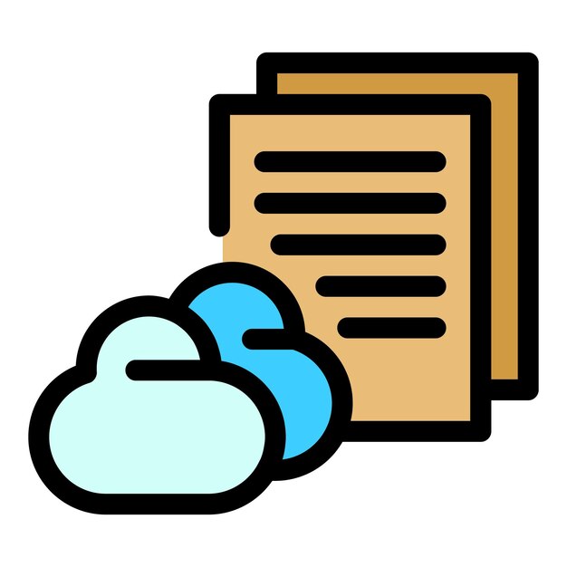 Icono de nube de datos de contenido Contorno Icono vectorial de nube de información de contenido para diseño web aislado en fondo blanco de color plano
