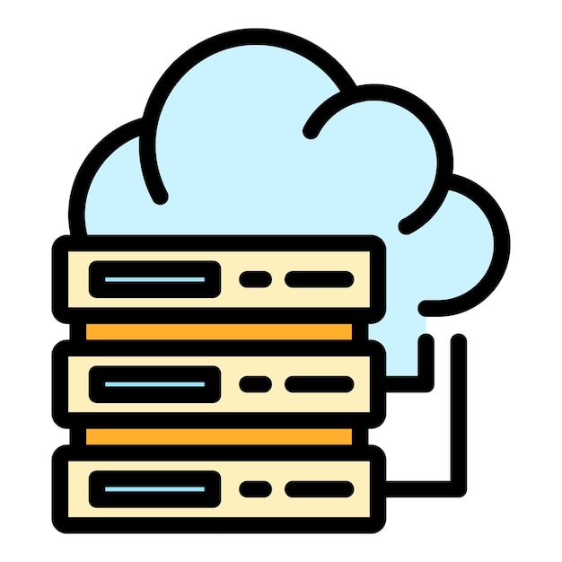 El icono de la nube de datos del servidor El esquema del icono vectorial de la nube del servidor El color es plano y aislado