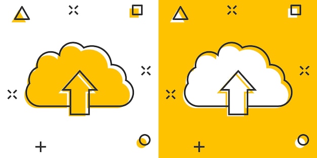 Icono de nube de dibujos animados de vector en estilo cómic Pictograma de ilustración de signo de nube Concepto de efecto de salpicadura de negocio de enjambre