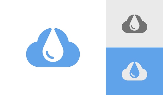 Icono de nube con diseño de logotipo de gota de lluvia