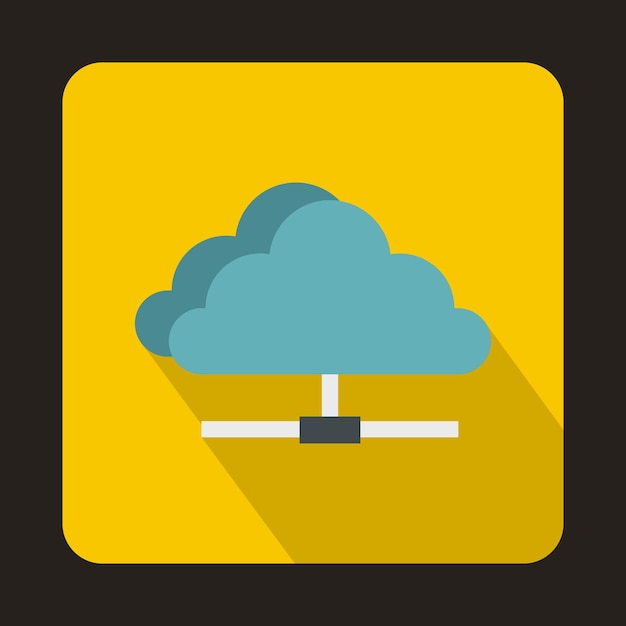 Icono de nube en estilo plano sobre un fondo amarillo