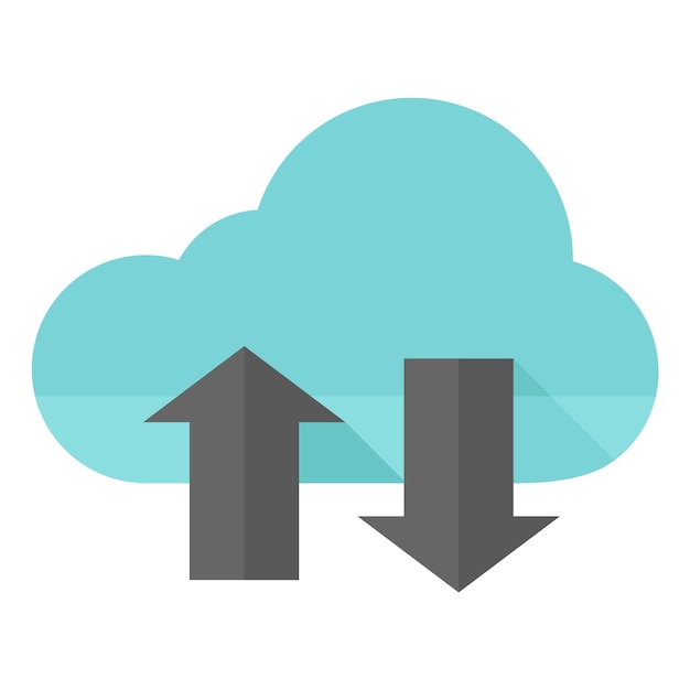 Icono de nube con flechas en estilo de color plano