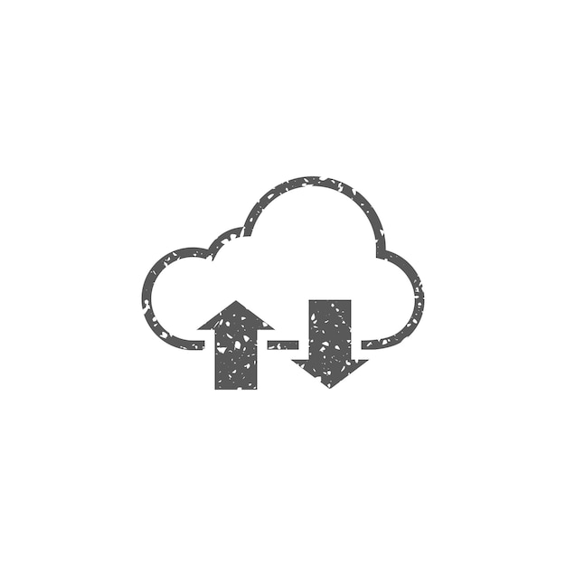 Icono de nube con flechas en la ilustración de vector de textura grunge