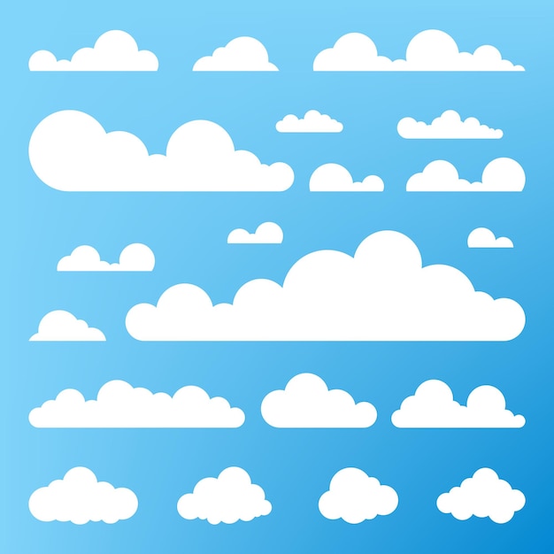 Icono de nube forma de nube Conjunto de diferentes nubes Colección de símbolo de etiqueta de forma de icono de nube Vector de elemento gráfico Elemento de diseño vectorial para logotipo web e impresión