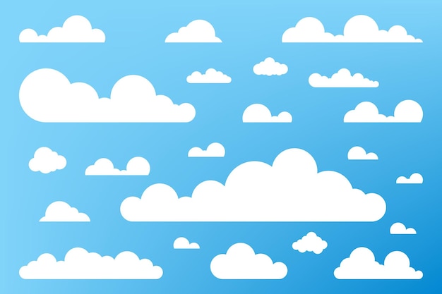 Icono de nube, forma de nube. conjunto de nubes diferentes. colección de icono de nube, forma, etiqueta, símbolo. vector de elemento gráfico. elemento de diseño vectorial para logotipo, web e impresión.