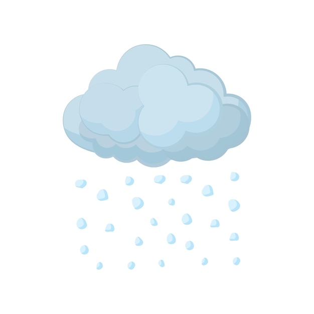 Vector icono de nube y granizo en estilo de dibujos animados sobre un fondo blanco