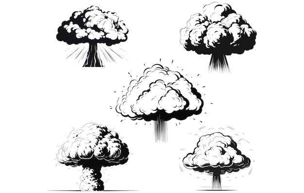 Vector icono de nube de hongo silueta vector de explosión de la bomba nuclear