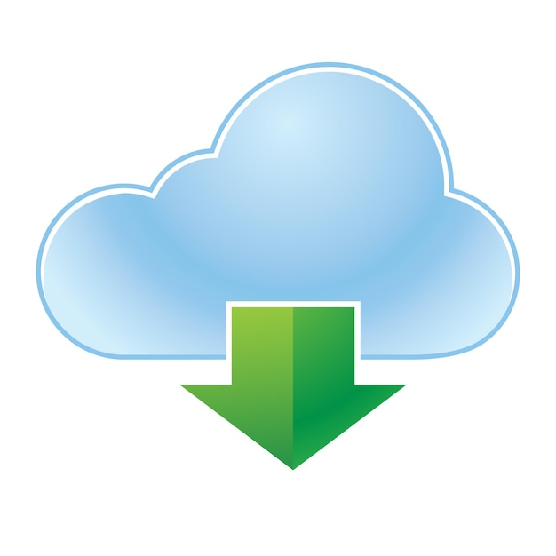Icono de nube con ilustración de vector de color de flechas