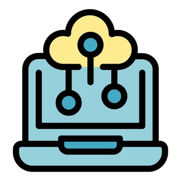 Icono de nube de Internet portátil Contorno Icono de vector de nube de Internet portátil para diseño web aislado en color plano de fondo blanco