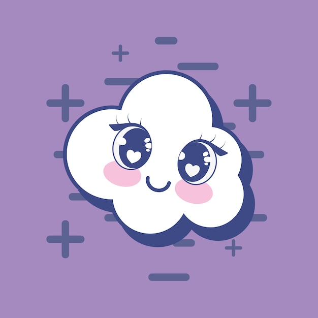 Vector icono de la nube kawaii