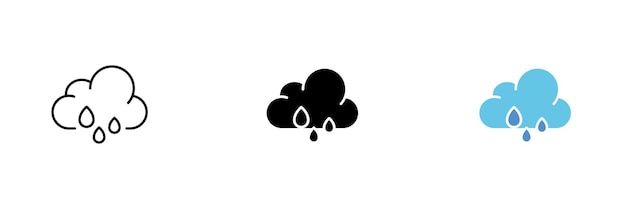 Icono de nube con lluvia Pronóstico del tiempo nivel de precipitación alta humedad Vector conjunto de iconos en línea estilos negros y coloridos aislados sobre fondo blanco