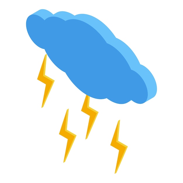 Icono de nube de relámpago Isométrico del icono de vector de nube de relámpago para diseño web aislado sobre fondo blanco