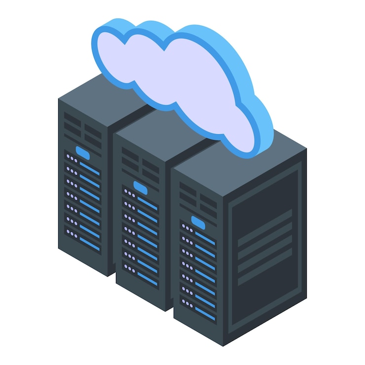 Vector icono de nube de servidor privado isométrico de icono de vector de nube de servidor privado para diseño web aislado sobre fondo blanco