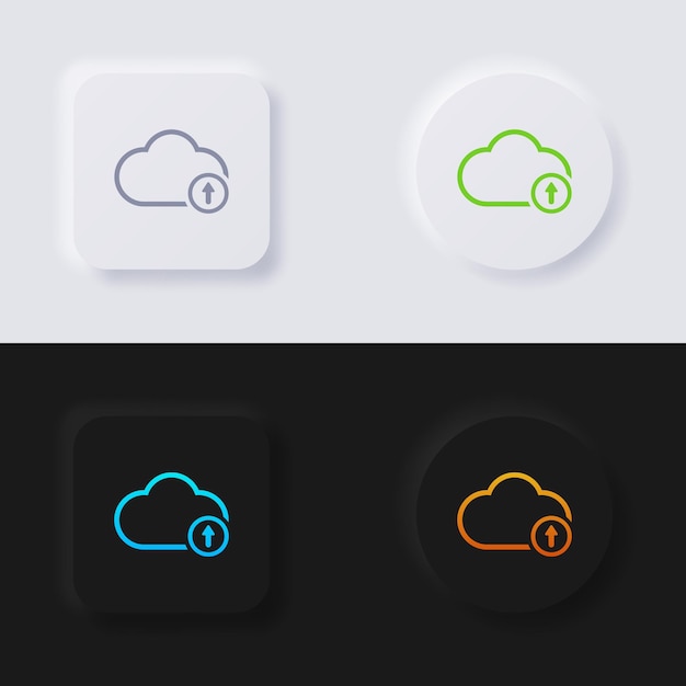 Icono de nube con símbolo de flecha botón de neumorfismo multicolor diseño de interfaz de usuario suave para diseño web interfaz de usuario de aplicación y más conjunto de iconos vector de botón