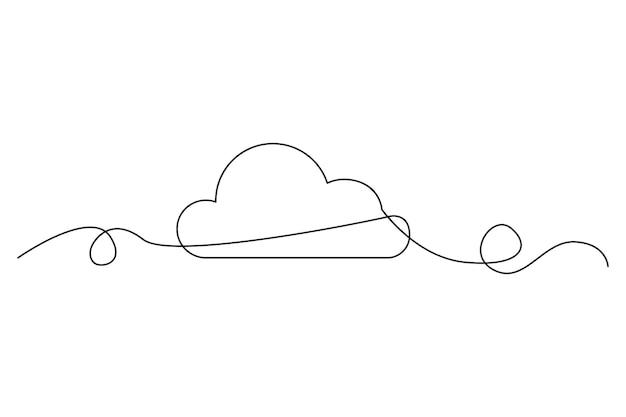 Icono de nube simple dibujo de línea única vector meteorológico minimalista en blanco y negro