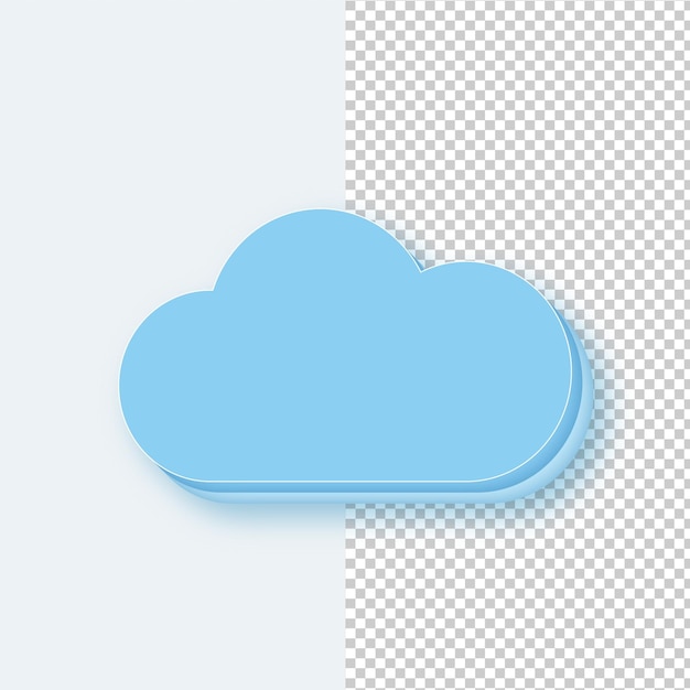 Icono de nube de tono de hielo azul claro 3D con fondo editable