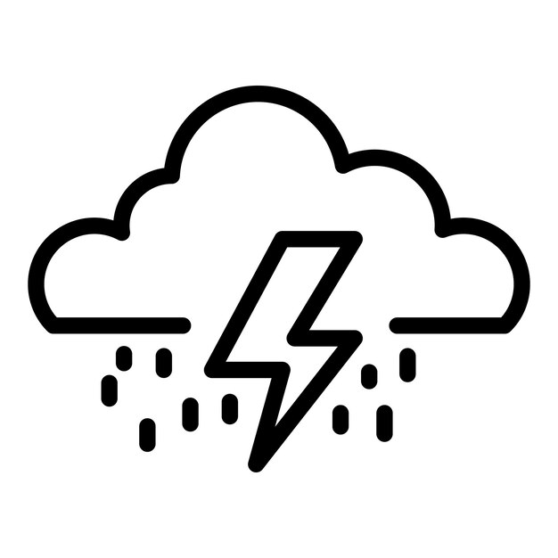 Icono de nube de tormenta Icono de vector de nube de tormenta de esquema para diseño web aislado sobre fondo blanco