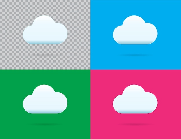 Icono de nube vectorial profesional establecido en ilustración vectorial aislada en fondo azul