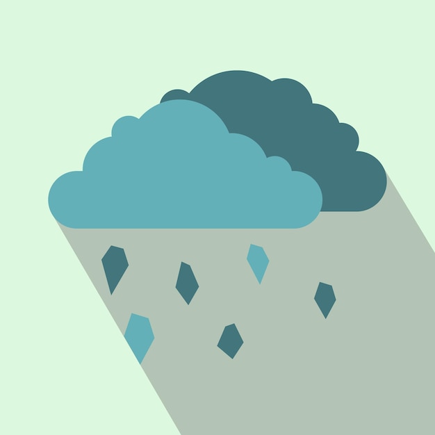 Icono de nubes y granizo en estilo plano sobre un fondo azul claro