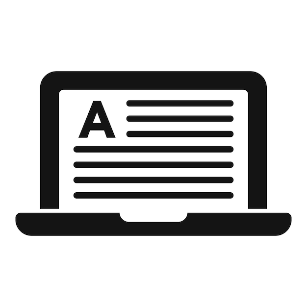 Icono de nuevo artículo de lectura vector simple pantalla de portátil