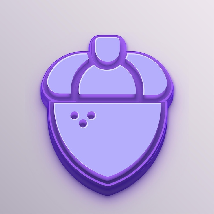 Vector icono de nuez vectorial púrpura 3d personalizable para educación, negocios y medios de comunicación