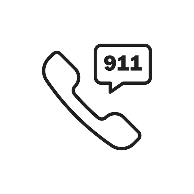 El icono del número de teléfono de llamada al 911 es un contorno delgado simple.
