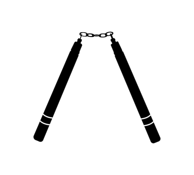 Icono de nunchaku artes marciales arma silueta ilustración