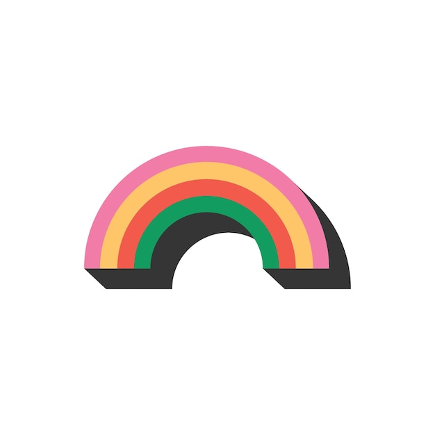 Icono o ilustración de arco iris de diseño retro único con fondo en blanco
