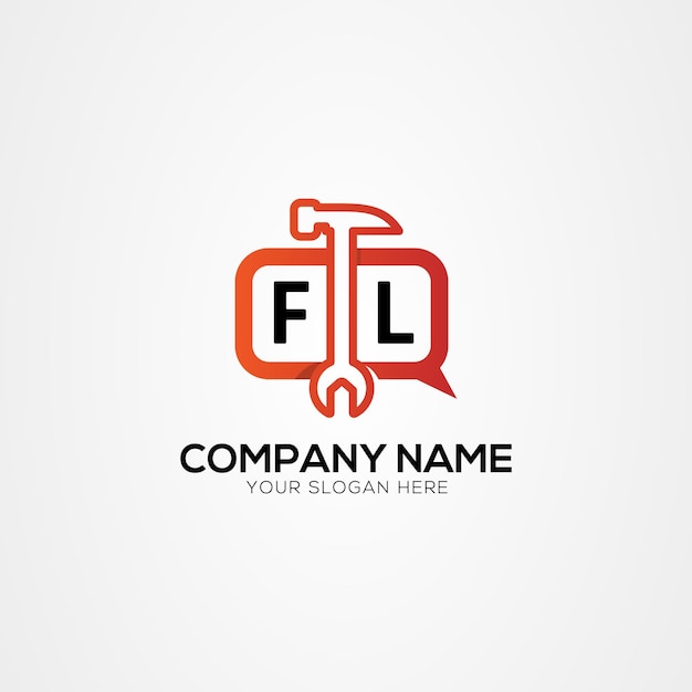 Icono o logotipo de chat con letras de servicios Ilustración vectorial aislada del logotipo FL