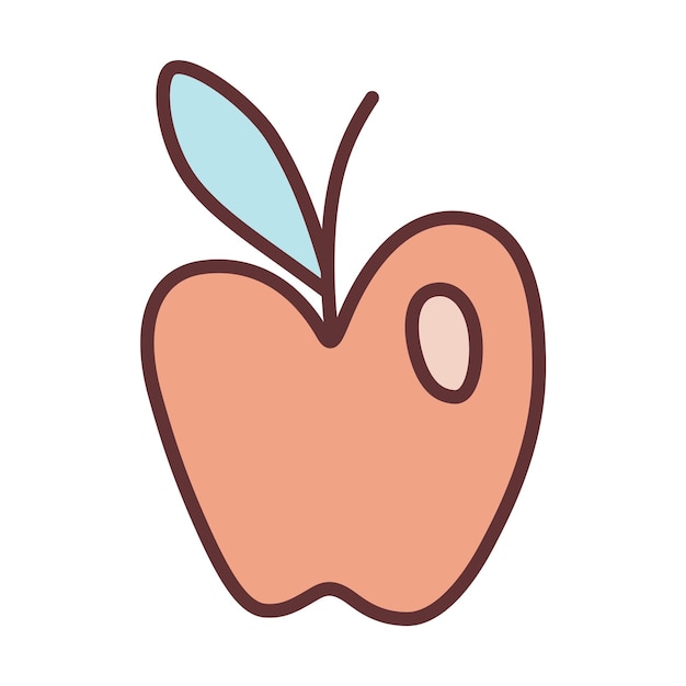 Icono o logotipo de manzana dibujado a mano con una línea delgada