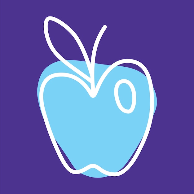 Icono o logotipo de manzana dibujado a mano con una línea delgada