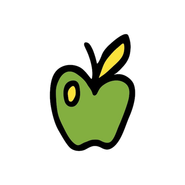 Icono o logotipo de manzana dibujado a mano con una línea delgada
