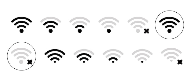 Ícono o signo inalámbrico y wifi para el acceso remoto a Internet Símbolo vectorial de podcast